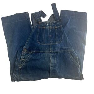 Vintage 50s Pay Day Bib Overalls Men 38x29 Blue Denim Square Bak Sanforized Farm